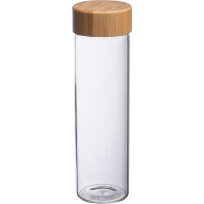 Branded Promotional GLASS BOTTLE with Bamboo Lid  From Concept Incentives.