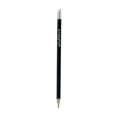 Branded Promotional SHARP WOOD HB PENCIL with Eraser in Black Pencil From Concept Incentives.