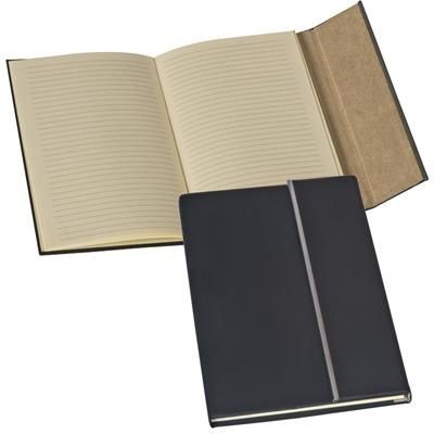 Branded Promotional RUBBERISZED A5 NOTE BOOK with Metal Stripe Note Pad From Concept Incentives.