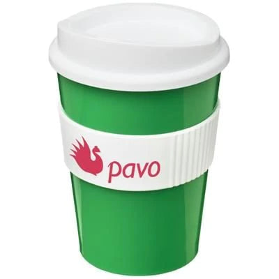 Branded Promotional AMERICANO¬Æ MEDIO 300 ML TUMBLER with Grip in Green-black Solid Travel Mug From Concept Incentives.
