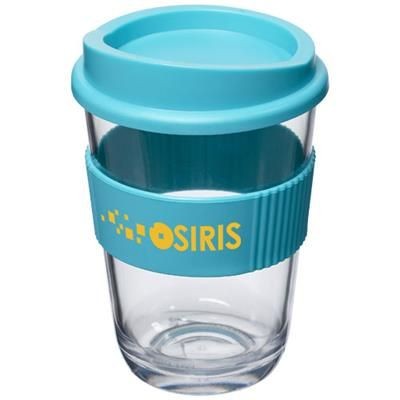 Branded Promotional AMERICANO® CORTADO 300 ML TUMBLER with Grip in Aqua Travel Mug From Concept Incentives.