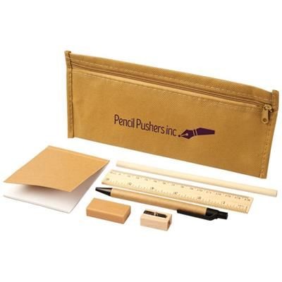 Branded Promotional ENVIRO 7-PIECE ECO PENCIL CASE SET in Natural  From Concept Incentives.