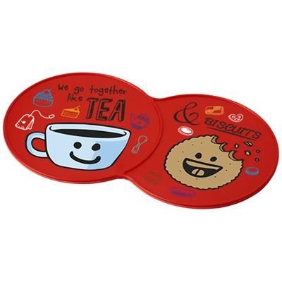 Branded Promotional SIDEKICK PLASTIC COASTER in Red Coaster From Concept Incentives.