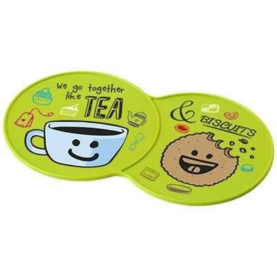 Branded Promotional SIDEKICK PLASTIC COASTER in Lime Coaster From Concept Incentives.