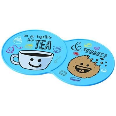 Branded Promotional SIDEKICK PLASTIC COASTER in Aqua Coaster From Concept Incentives.