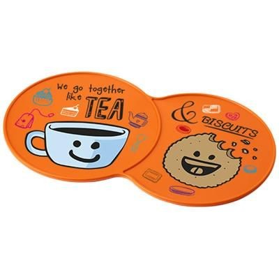 Branded Promotional SIDEKICK PLASTIC COASTER in Orange Coaster From Concept Incentives.