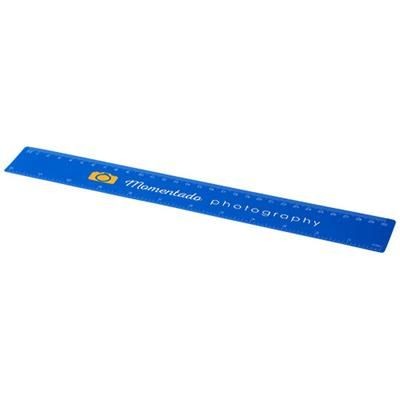 Branded Promotional ROTHKO 30 CM PLASTIC RULER in Blue Ruler From Concept Incentives.