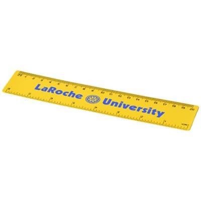 Branded Promotional ROTHKO 20 CM PLASTIC RULER in Yellow Ruler From Concept Incentives.