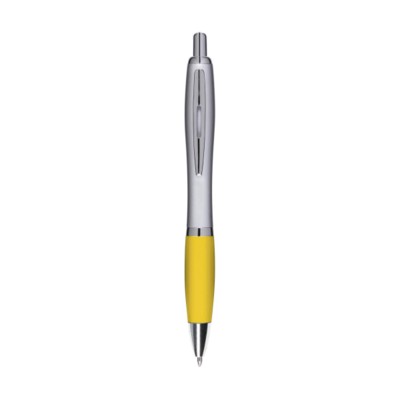 Branded Promotional ATHOS SILVER PEN in Yellow Pen From Concept Incentives.