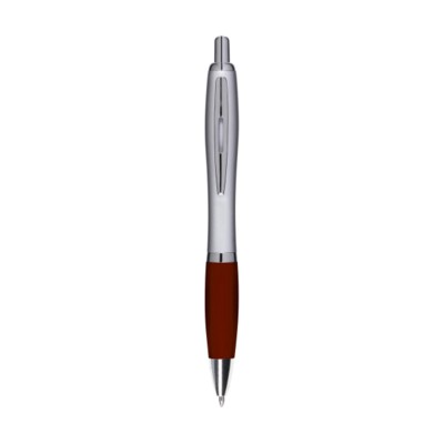 Branded Promotional ATHOS SILVER PEN in Burgundy Pen From Concept Incentives.