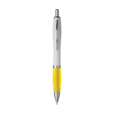 Branded Promotional ATHOS WHITE PEN in Yellow Pen From Concept Incentives.