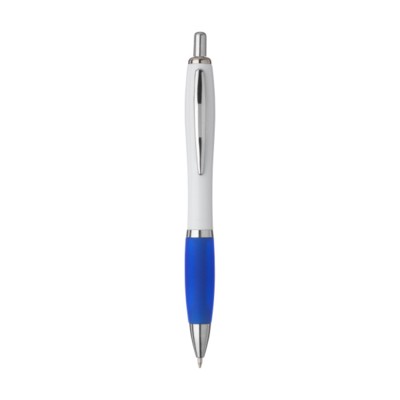 Branded Promotional ATHOS WHITE PEN in Dark Blue Pen From Concept Incentives.