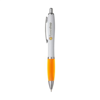 Branded Promotional ATHOS WHITE PEN in Orange Pen From Concept Incentives.