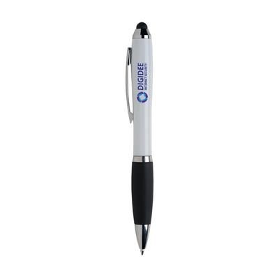 Branded Promotional ATHOS COLOUR TOUCH BALL PEN in White Pen From Concept Incentives.