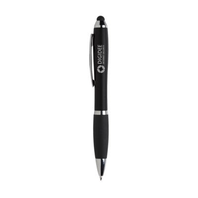 Branded Promotional ATHOS COLOUR TOUCH PEN in Black Pen From Concept Incentives.
