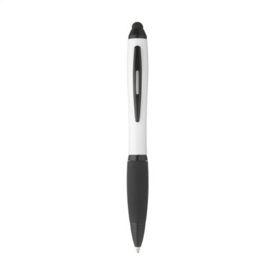 Branded Promotional ATHOS TOUCH BLACKGRIP PEN in offWhite Pen From Concept Incentives.