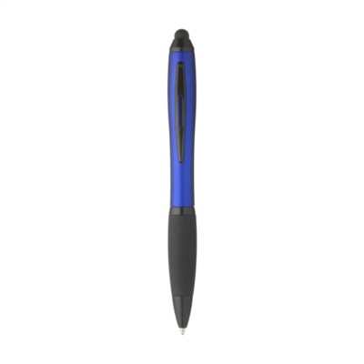 Branded Promotional ATHOS TOUCH BLACKGRIP PEN in Dark Blue Pen From Concept Incentives.