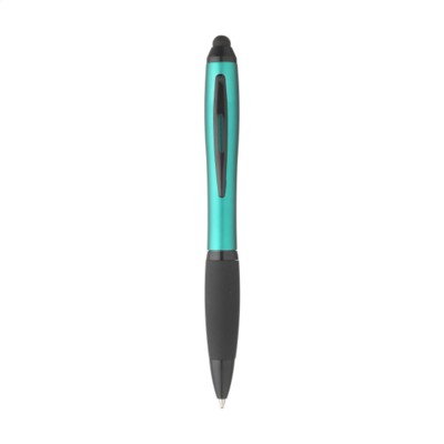 Branded Promotional ATHOS TOUCH BLACKGRIP PEN in Turquoise Pen From Concept Incentives.
