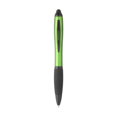 Branded Promotional ATHOS TOUCH BLACKGRIP PEN in Green Pen From Concept Incentives.