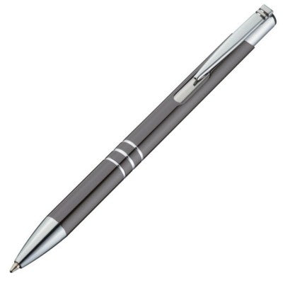 Branded Promotional ASCOT BALL PEN & TOUCH SCREEN STYLUS in Silver Charcoal Grey Pen From Concept Incentives.