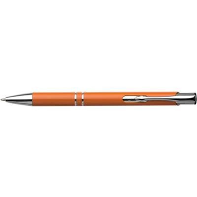 Branded Promotional ALUMINIUM METAL PUSH BUTTON BALL PEN in Orange Pen From Concept Incentives.