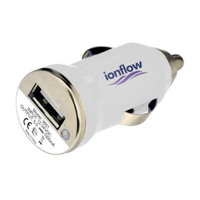 Branded Promotional USB CARCHARGER PLUG in White Charger From Concept Incentives.