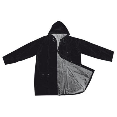 Branded Promotional BICOLOUR XL PVC REVERSIBLE RAIN COAT in Black & Silver Rain Coat From Concept Incentives.