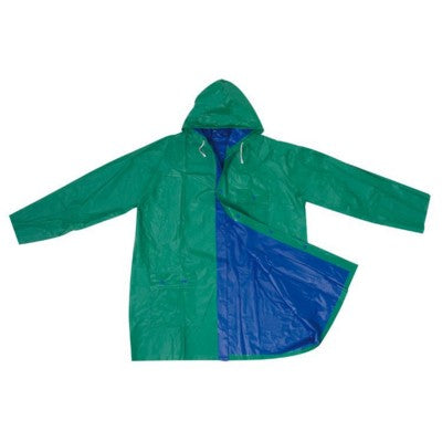 Branded Promotional BICOLOUR XL PVC REVERSIBLE RAIN COAT in Blue & Green Rain Coat From Concept Incentives.