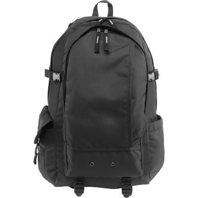 Branded Promotional EXPLORER BACKPACK RUCKSACK in Black Bag From Concept Incentives.