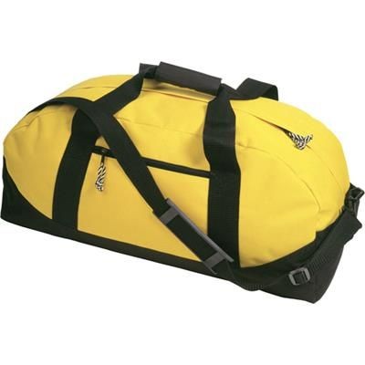 Branded Promotional SPORTS TRAVEL BAG in Yellow with Black Contrast Trim Bag From Concept Incentives.