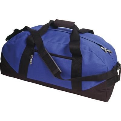 Branded Promotional SPORTS TRAVEL BAG in Blue with Black Contrast Trim Bag From Concept Incentives.