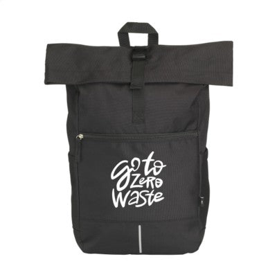 Branded Promotional NOLAN RECYCLE RPET BACKPACK BACKPACK RUCKSACK in Black Bag From Concept Incentives.