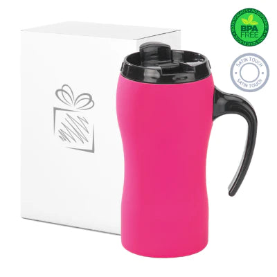 Branded Promotional COLORISSIMO THERMAL MUG WITH HANDLE in Pink from Concept Incentives