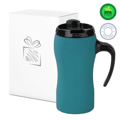 Branded Promotional COLORISSIMO THERMAL MUG WITH HANDLE in Turquoise from Concept Incentives