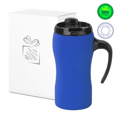 Branded Promotional COLORISSIMO THERMAL MUG WITH HANDLE in Blue from Concept Incentives