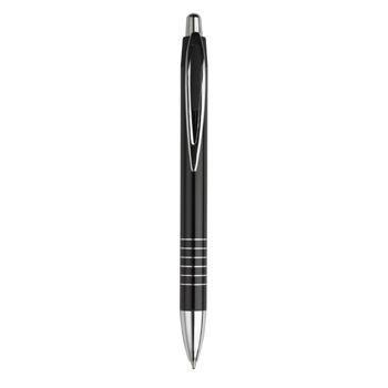 Branded Promotional ASCENT PUSH BUTTON ACTION METAL BALL PEN in Black Pen From Concept Incentives.