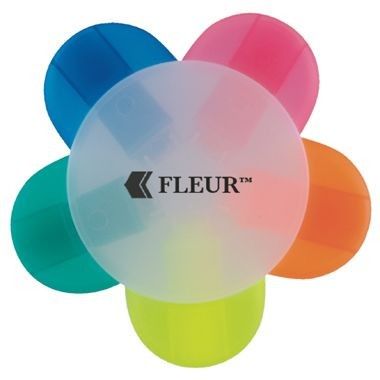 Branded Promotional FLEUR ATTRACTIVE FLOWER SHAPE HIGHLIGHTER, with 5 Different Ink Colour Petals, Frosted Middle Sectio Highlighter Set From Concept Incentives.