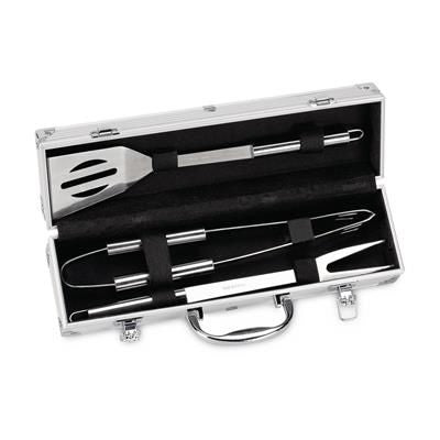 Branded Promotional 4 PIECE STEEL BARBECUE TOOL SET in Silver BBQ From Concept Incentives.