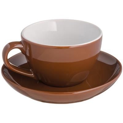 Branded Promotional CAPPUCCINO CUP with Saucer Coffee Cup & Saucer Set From Concept Incentives.