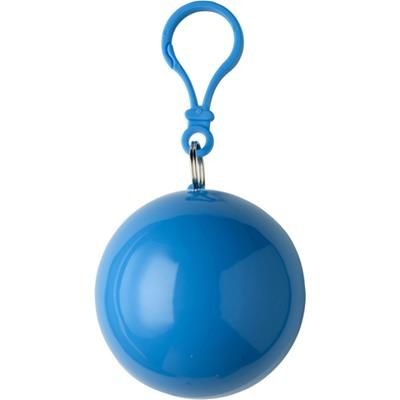 Branded Promotional PVC RAIN PONCHO in Plastic Ball in Pale Blue Poncho From Concept Incentives.