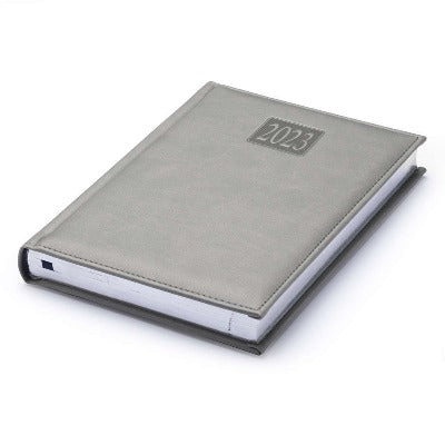 Branded Promotional RIO A5 PAGADAY DESK DIARY in Silver from Concept Incentives