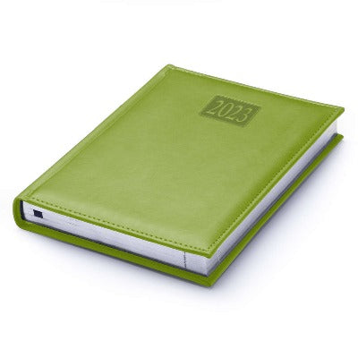 Branded Promotional RIO A5 PAGADAY DESK DIARY in Lime Green from Concept Incentives