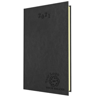 Branded Promotional TOPGRAIN PREMIUM POCKET WEEK TO VIEW DIARY in Black from Concept Incentives