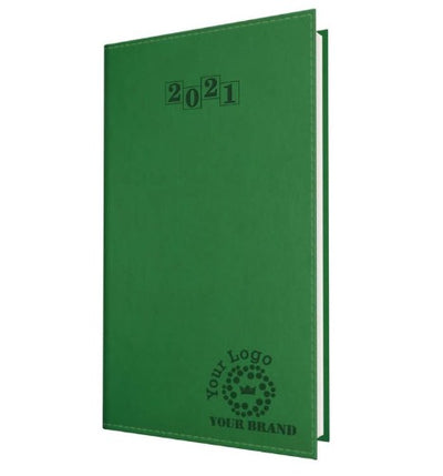 Branded Promotional NEWHIDE PREMIUM QUARTO WEEK TO VIEW DESK DIARY in Green from Concept Incentives