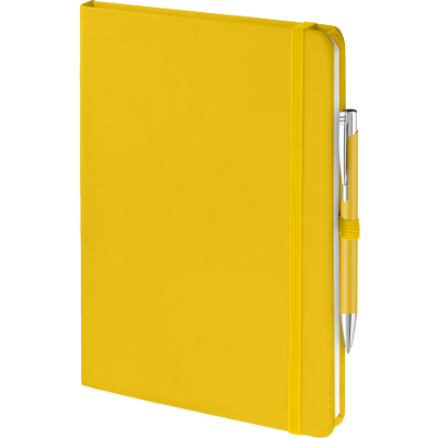 Branded Promotional MOOD DUO SET in Yellow Notebook and Pen from Concept Incentives