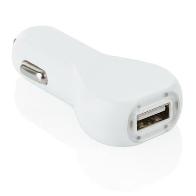 Branded Promotional USB CAR CHARGER in White Charger From Concept Incentives.