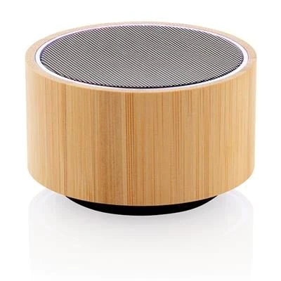 Branded Promotional BAMBOO CORDLESS SPEAKER in White Speakers From Concept Incentives.