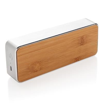 Branded Promotional NEVADA BAMBOO 3W CORDLESS SPEAKER in Grey Speakers From Concept Incentives.