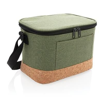 Branded Promotional TWO TONE COOL BAG with Cork Detail in Green Cool Bag From Concept Incentives.