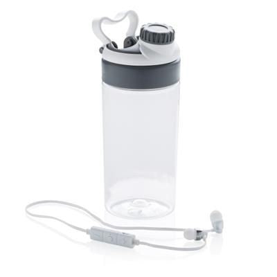 Branded Promotional LEAKPROOF BOTTLE with Cordless Earbuds in White Earphones From Concept Incentives.